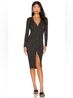 Enza Costa Ribbed Metallic Cardigan Midi Dress Women’s S